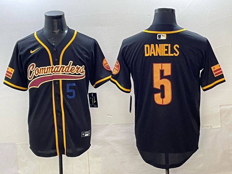 Men 2025 Nike Washington Commanders #5 Daniels Black 3th generation Joint Name Limited NFL Jersey 005